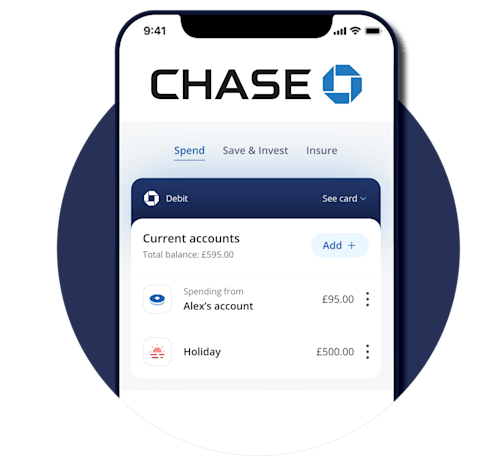 An image of a mobile phone screen showing the Chase current account app and linking to MSE's Chase review.